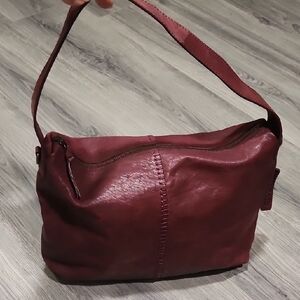NWOT NINO BOSSI Black Cherry Supple Leather Hobo Bag